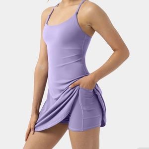 HALARA Everyday Cloudful 2-in-1 Flare Workout Dress. In “Lavender”, size SMALL.